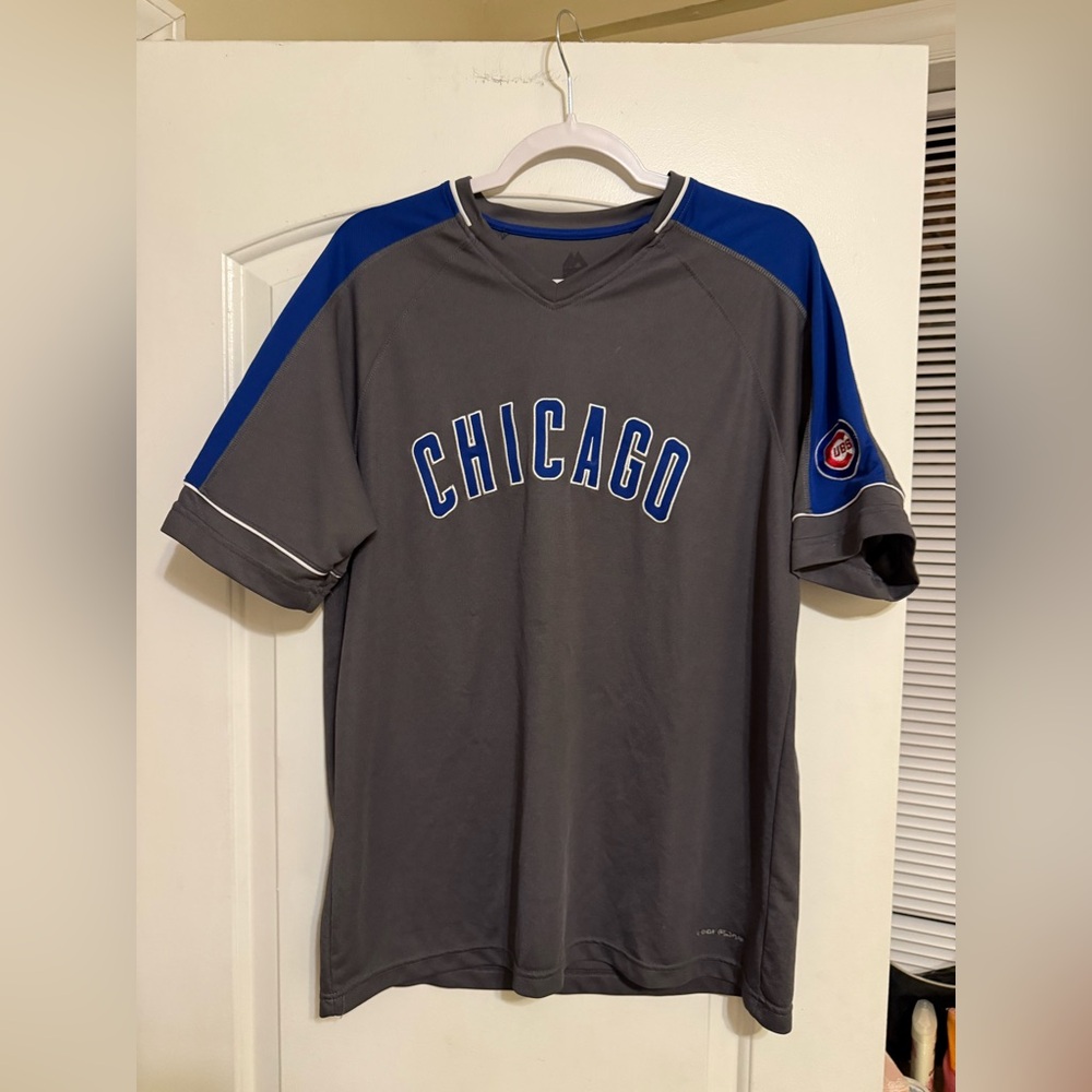 Chicago Cubs Gray and Blue Men's Shirt Majestic